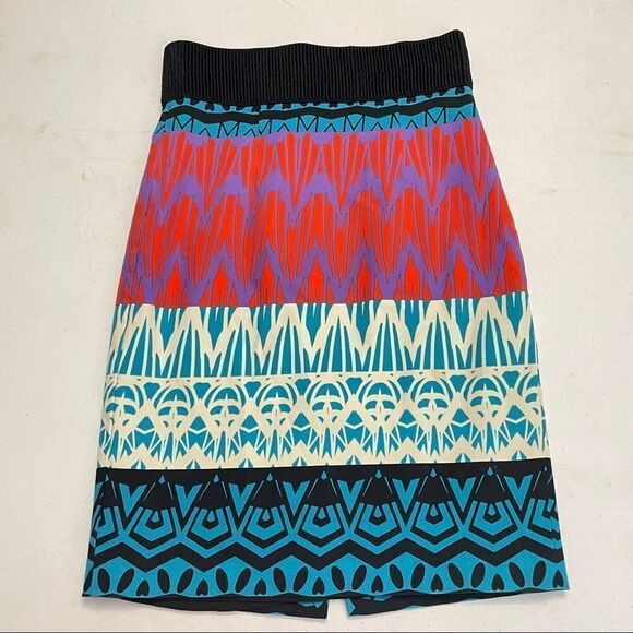 plenty by TRACY REESE multicolor aztec print high waist cotton skirt, size 0 - Picture 1 of 10
